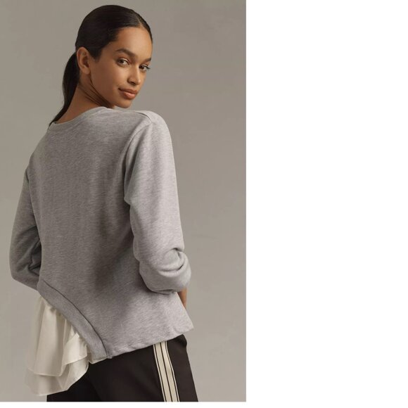 Anthropologie Maeve Asymmetrical Twofer Sweatshirt S new with tag small gray - Picture 4 of 5